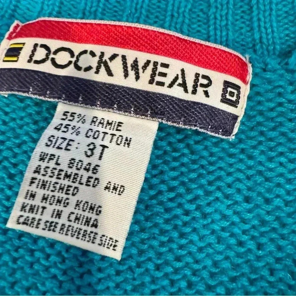 NWT Dockwear Kids Cardigan Sweater Teal & White Unisex Size 3T - Picture 3 of 12